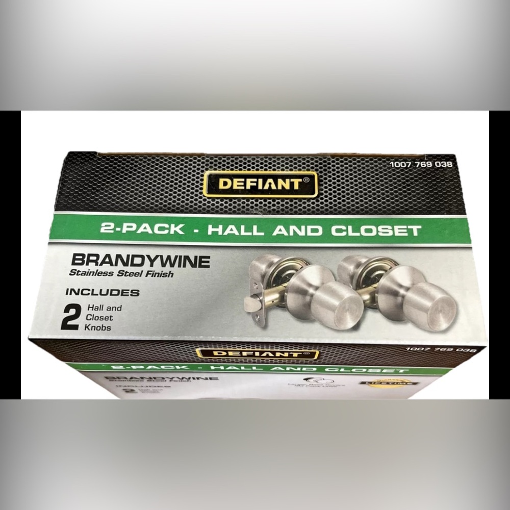 Defiant Brandywine Hall & Closet Door Knob 2pk  Stainless Steel 1007-769-038 NEW